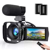 Video Camera Camcorder with Microphone FHD 1080P 30FPS 24MP Vlogging Cameras for YouTube 16X Digital Zoom Webcam Recorder with Remote Control, Lens Hood, 3.0 Inch 270° Rotation Screen