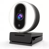 NexiGo Streaming Webcam with Ring Light and Dual Microphone, Advanced Auto-Focus, Adjustable Brightness with Touch Control, 1080P Web Camera for Zoom Skype Facetime, PC Mac Laptop Desktop