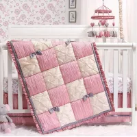 The Peanutshell Bella Crib Bedding Set for Baby Girls | 3 Piece Nursery Set | Crib Quilt, Fitted Crib Sheet, Dust Ruffle