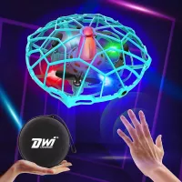 Dwi Dowellin Hand Operated Drone for Kids or Adults, 10 Minutes Long Flight Time LED Mini Flying Ball Drones Home Games Hands Free Throw and Go UFO Toys, Great Gift for Boys and Girls, Blue