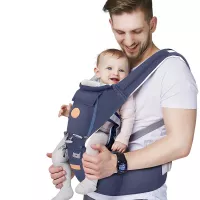 Baby - Carrier, 6-in-1 Baby Carrier with Waist Stool-, FRUITEAM Baby Carrier with Hip Seat for Breastfeeding, One Size Fits All - Adapt to Newborn, Infant & Toddler (Navy)