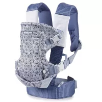 Infantino Limited Edition Flip 4-in-1 Baby Carrier | Woodland Toile 4-Position Infant Carrier with (2) Terry Cloth Strap Wraps & (1) Muslin Bib/Slip Cloth. Machine Washable, Blue