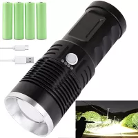 Rechargeable Flashlights High Lumens, 90000 Lumens Super Bright Led Flashlight Powerful Tactical Flashlight with Batteries Included, 3 Modes, Zoomable, Waterproof Flashlight for Emergencies, Camping