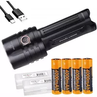 Fenix LR35R 10000 Lumen Rechargeable LED Flashlight Long Throw and Super Bright with 4x Batteries and LumenTac Battery case