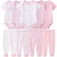 Baby Layette Set Baby Boys' 9-Piece Bodysuits Pants Set Toddler Girl Boy Unisex Baby Gift Sets