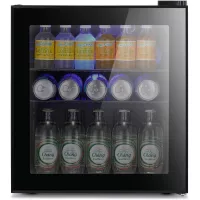 Antarctic Star Mini Fridge Cooler - 60 Can Beverage Refrigerator Glass Door – Glass Door Small Drink Dispenser Machine Black Glass Removable for Home, Office or Bar, 1.6cu.ft.