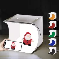 Folding Lighting Softbox, 7.9 inch Portable Photography Shooting Light Tent Kit, White Mini Photo Studio Light Box with 220 LED Lights + 6 Backdrops for Product Display