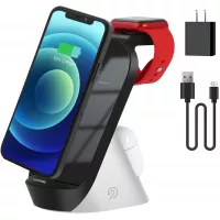 Wireless Charger with Adapter, Coobetter 3 in 1 Wireless Charging Station,Wireless Charging Stand for AirPods Pro,Watch, Compatible with iPhone mini/12/12 Pro/12 Pro Max/XS/XS Max/XR/X / 8 /8P(Black)