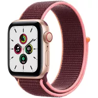 New Apple Watch SE (GPS + Cellular, 40mm) - Gold Aluminum Case with Plum Sport Loop