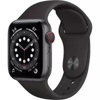 New Apple Watch Series 6 (GPS + Cellular, 40mm) - Space Gray Aluminum Case with Black Sport Band