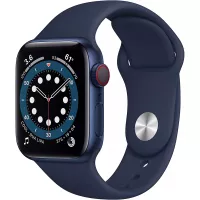 New Apple Watch Series 6 (GPS + Cellular, 40mm) - Blue Aluminum Case with Deep Navy Sport Band