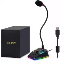 USB Computer Microphone, FDUCE PC Goose-Neck Mic Microphone for Computer with Mute Button and RGB Rainbow Light for Zoom, Skype, YouTube, Facebook, Recording, Meeting, Podcast, Games
