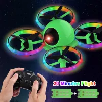 Dwi Dowellin 10 Minutes Long Flight Time Mini Drone for Kids with Blinking Light One Key Take Off Spin Flips Crash Proof RC Nano Quadcopter Toys Drones for Beginners Boys and Girls, Green