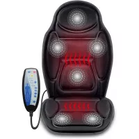 Snailax Massage Seat Cushion - Back Massager with Heat, 6 Vibration Massage Nodes & 2 Heat Levels, Massage Chair Pad for Home Office Chair