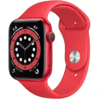 New Apple Watch Series 6 (GPS, 44mm) - (Product) RED Aluminum Case with RED﻿ Sport Band (Renewed)