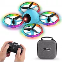 Dwi Dowellin 10 Minutes Long Flight Time Mini Drone for Kids with Blinking Light One Key Take Off Spin Crash Proof RC Nano Quadcopter Toys Drones for Beginners Boys and Girls with Carrying Case, Blue