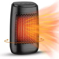 Electric Space Heater Oscillating Heater, Portable Small Personal Indoor Bedroom Office Heater, Ceramic Fast Heating with Thermostat, Overheat and Tip-Over Protection, 3 Modes 4.5W/750/1200W(Black)