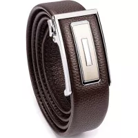 WOLFANT Ratchet Belt for Men,1 3/8" Genuine Leather Dress Belt with Automatic Sliding Buckle,Trim to Fit