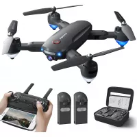 Drone with 1080P Camera for Adults Beginner, WiFi FPV Foldable Drone Quadcopter 30mins Flight Time,120°Wide-Angle with Carrying Bag, 2 Batteries,Altitude Hold, One Key Take Off/Landing