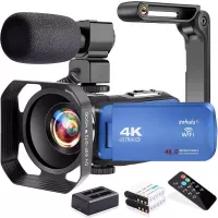 Video Camera, Zohulu 4K Camcorder WiFi Ultra HD 48MP YouTube Camera for Vlogging, 3.0'' IPS Screen 18X Digital Zoom Video Camera with Microphone, 2 in 1 Charger, 2 Batteries (SD Card not Included)