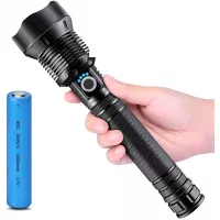 CHARMINER Tactical Flashlight 90000 Lumens, LED Flashlight, Rechargeable Ultra Bright Flashlight with 26650 Batteries& USB, Zoomable, 3 Modes, Waterproof Flashlight for Home, Outdoor, Emergencies
