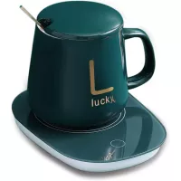 Coffee Cup Warmer, with Intelligent Induction Function Keep Warm Device 55 Degree Heating Automatic Thermostat Cup, Used for Coffee, Milk, Tea and Water Thermos Cup, Suitable for Office and Home (Dark Green)