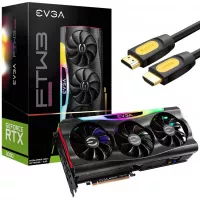 EVGA GeForce RTX 3090 FTW3 Ultra Gaming Graphics Card, 24GB GDDR6X, VR Ready, PCIe 4.0, iCX3 Technology, ARGB LED, Metal Backplate w/ Mytrix HDMI Cable