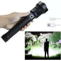 Rechargeable Flashlights High Lumens, 90000 Lumens Super Bright Led Flashlight with Batteries Included, Zoomable, 3 Modes, Waterproof Tactical Flashlight for Camping, Emergencies