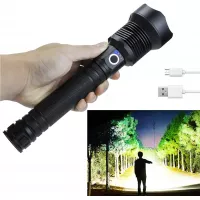 Led Flashlight High Lumens, 90000 Lumens Rechargeable Tactical Flashlights, 26650 Battery & USB Rechargeable, Super Bright, Handheld, 3 Modes Lighting, Zoomable Flashlight for Outdoor Emergency