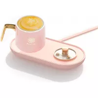 Coffee Mug Warmer,Smart Mug Warmer for Desk,Coffee Cup Warmer,time,Auto Shut Off, USB Cable，Heating Plate for Coffee Milk Tea, Candle,Gifts for coffee lovers (Without Cup)(PINK)