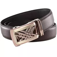 XAvoe Men's Belt Leather Ratchet Dress Belt 1 3/8 with Automatic Slide Buckle, Click Adjustable Trim to Fit in Gift Box