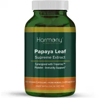 Papaya Leaf Supreme Extract Highest Potency Maximum Bioactivity Organic Dr. Gumman's Harmony Nutraceuticals Clinical Grade 120 Vegan Capsules Synergized with Triperine