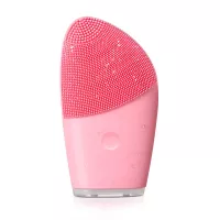 Sonic Facial Cleansing Brush, Ultra Hygienic Soft Silicone Face Cleanser with IPX7 Waterproof and USB Rechargeable, Face Scrubber for Deep Cleansing, Gentle Exfoliating and Anti-aging Massaging, Pink
