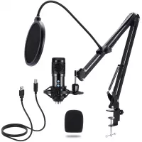 USB Microphone Kit for PC, NANIWAN Studio Condenser Computer Mic with Microphone Stand, Pop Filter, Shock Mount, Suitable for PS4 PS5 Gaming, Streaming, Podcast, Recording Music,YouTube Video
