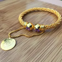 24k Gold Plated Handmade Bangles Studded Plum Stone