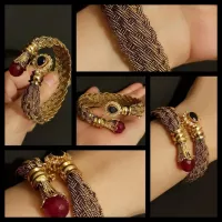 24k Gold Plated Handmade Bangles Studded Ruby and Black Stones with Antique Polish