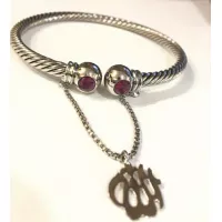 Silver Plated Handmade Bangles Studded Ruby Stones