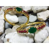 Glorious Bangles for Bridal studded with Multi Stones