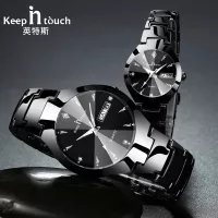 Couple Watch Men and Women Black Quartz Watch Classic Unisex Stainless Steel Lover's Wrist Watches Valentine Gifts