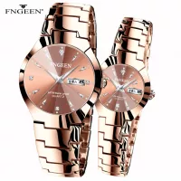 Couple Watches for Lovers Quartz Wristwatch Fashion Business Men Watch for Women Watches Tungsten Steel Coffee Gold Pair Hour