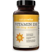 NatureWise Vitamin D3 5000iu (125 mcg) 1 Year Supply for Healthy Muscle Function, and Immune Support, Non-GMO, Gluten Free in Cold-Pressed Olive Oil, Packaging Vary ( Mini Softgel), 360 Count