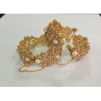 24K Gold Plated Handmade White Pearls bangles