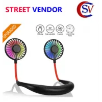 badgestreet vendor Hanging Neck Fan for Kitchen Folding Handheld Fan Wearable Portable Neckband Mini Fan USB Chargeable