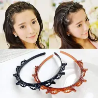 1 Pcs Black Braider Hair Style Twister Hair Band Non Slip Hairband Double Bangs Hairstyle Hair Pin Clip Hair Styling New Fashion Hair Bands Women Girls Hair Accessories Hair Hoop Double Layer Band Twist Plait Clip Front Hair Clips Headband Beauty Tool