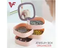 360° Rotating Jewelry Storage Box 4 Layers Portable Travel Jewellery Holder Jewellery Accessory Organizer Necklaces Bracelets Rings Earrings Holder With Mirror For Girl Women