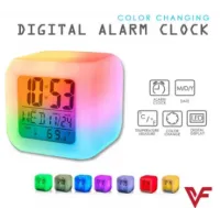 Dice Table Alarm Clock (Colorful) Digital Alarm Thermometer Night Glowing Cube 7 Colors Clock LED Change LCD for Bedroom Child Kids Alarm Clock Stocking Stuffers for Kids, Easy Setting Digital Travel Large Display Time-Date-Alarm Snooze, Bedrooms