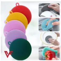 Silicone Sponge Antibacterial Brush Dish Scrubber Pot Holder Multipurpose Dish Washing