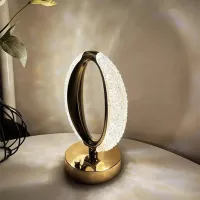 Crystal Oval Table Lamp, Touch Control Bedside Lamp with 3 Levels Brightness