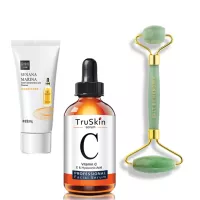 TruSkin Vitamin C skin whitening & anti aging serum & Face wash with Jade roller