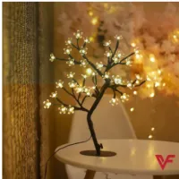 Cherry Blossom Tree Lights Desk Top Bonsai Tree Lamp with Low Voltage Transformer, USB Port Metal Base Sturdy Lamp Ideal for Christmas Wedding Party Bedroom Home Decoration Side Table Show Piece (Warm White)